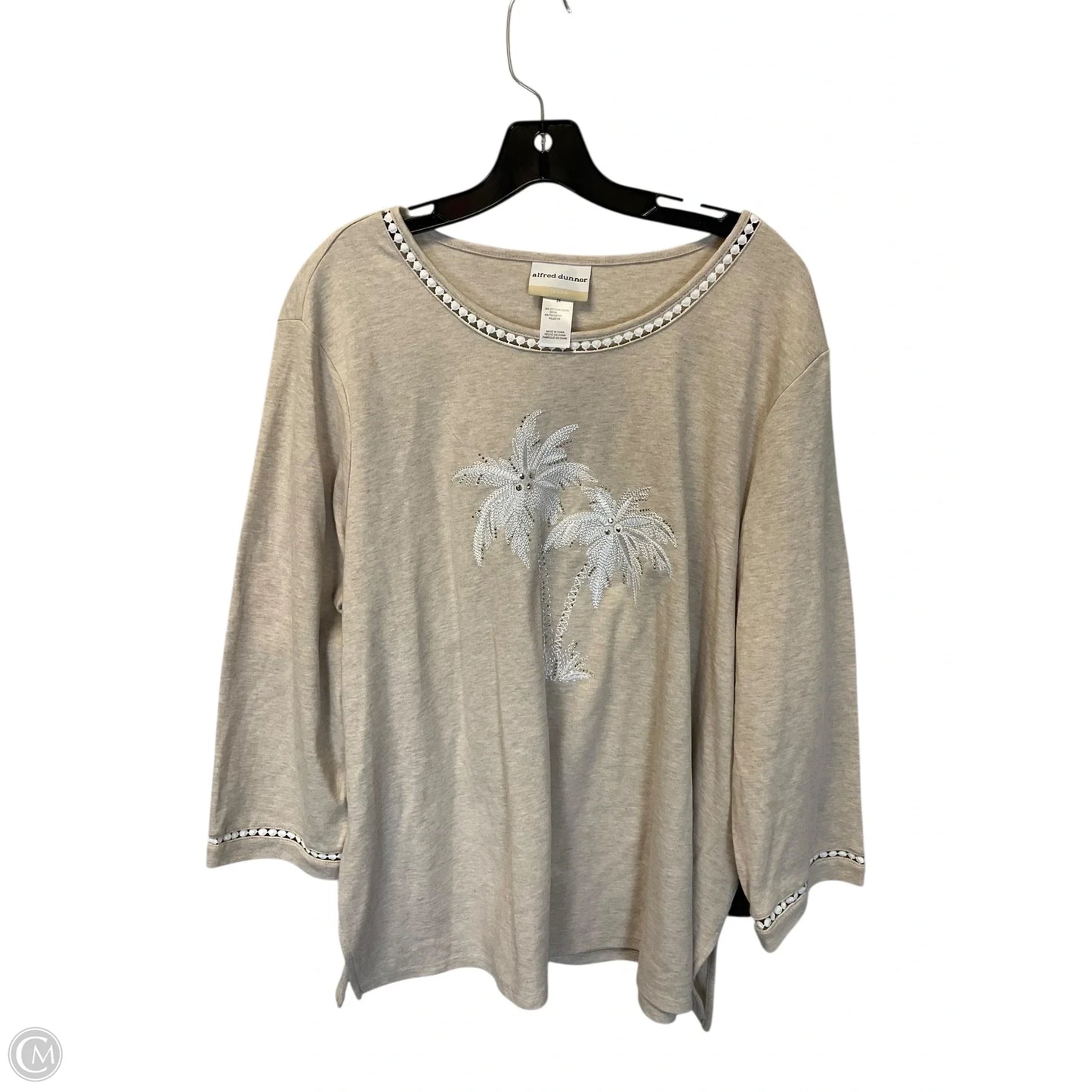 Top Long Sleeve By Alfred Dunner In Tan, Size: 2x