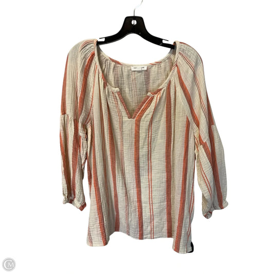 Top Long Sleeve By Beachlunchlounge In Cream & Orange, Size: Xl