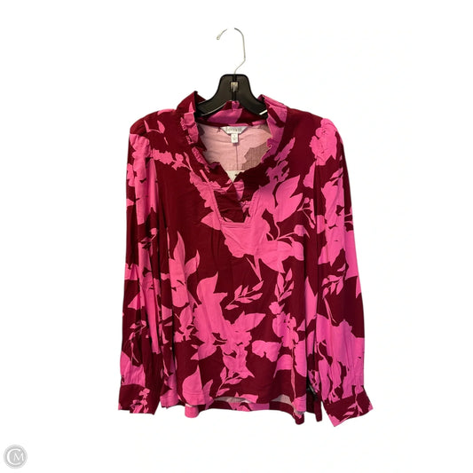 Top Long Sleeve By Crown And Ivy In Pink & Red, Size: S