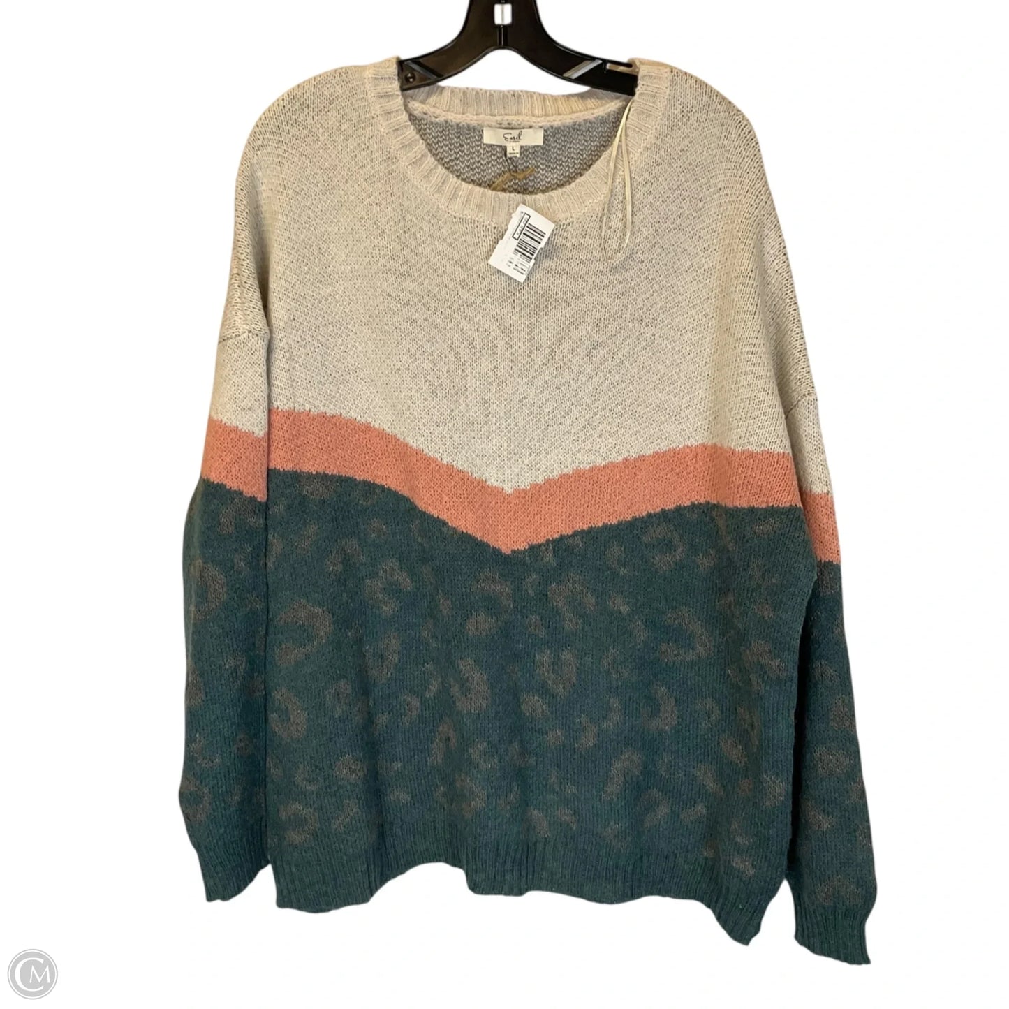 Sweater By Easel In Blue & Cream, Size: L