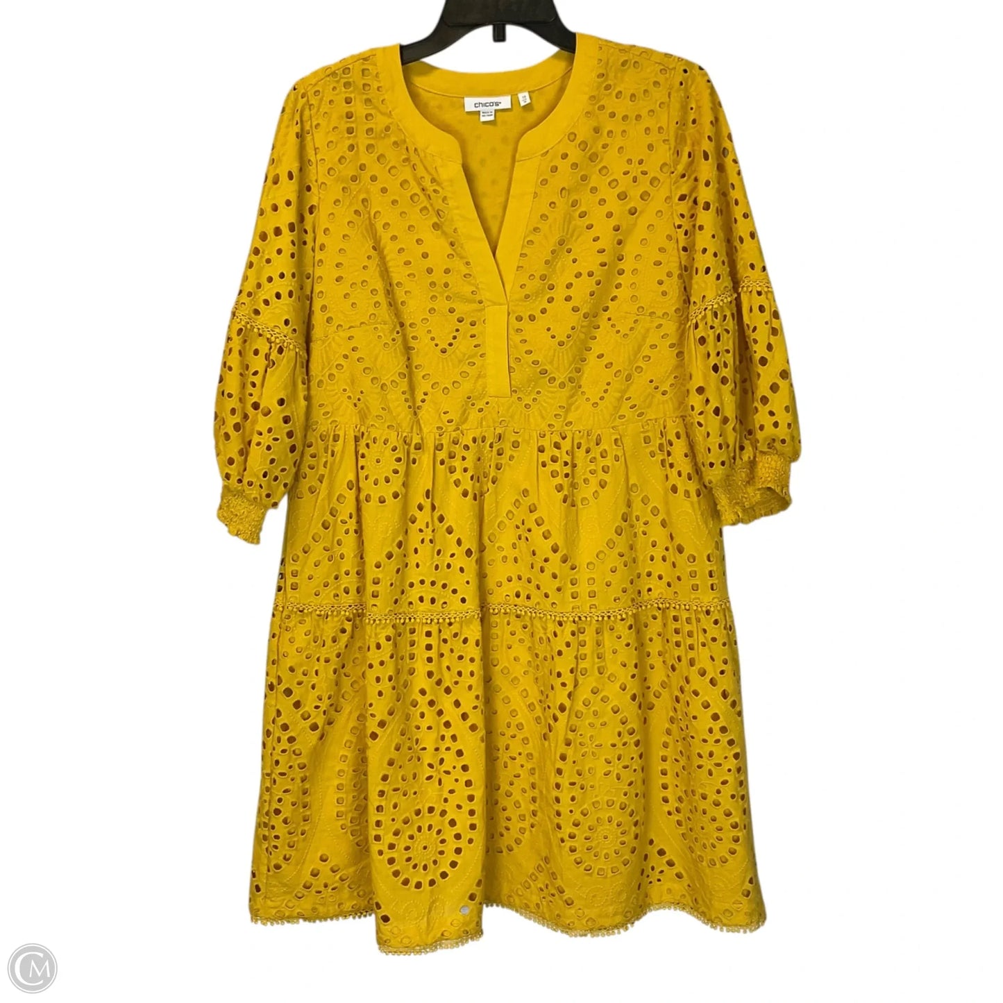 Dress Casual Midi By Chicos In Yellow, Size: 10