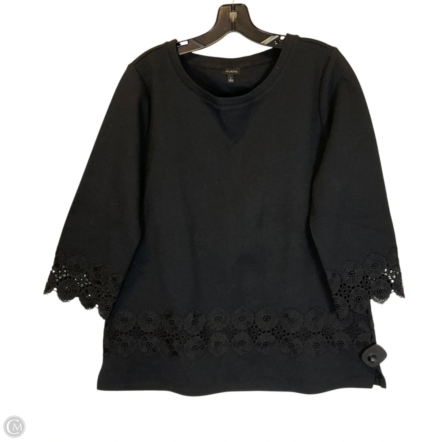 Top 3/4 Sleeve By Talbots In Black, Size: L