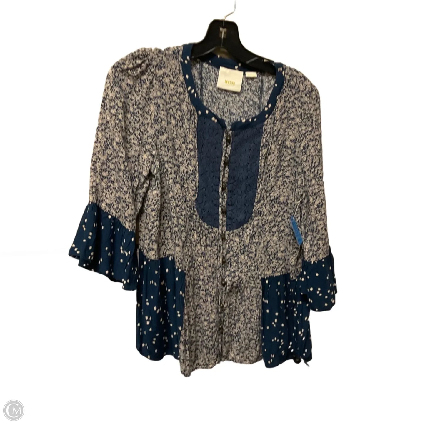 Top 3/4 Sleeve By Maeve In Blue & White, Size: M