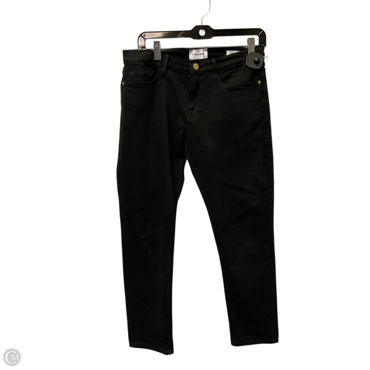 Jeans Skinny By Frame In Black Denim, Size: 6