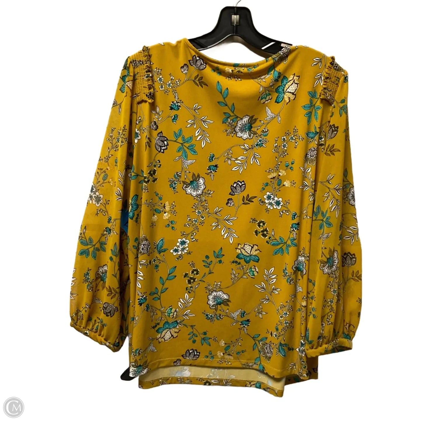 Top Long Sleeve By Calvin Klein In Yellow, Size: Xl