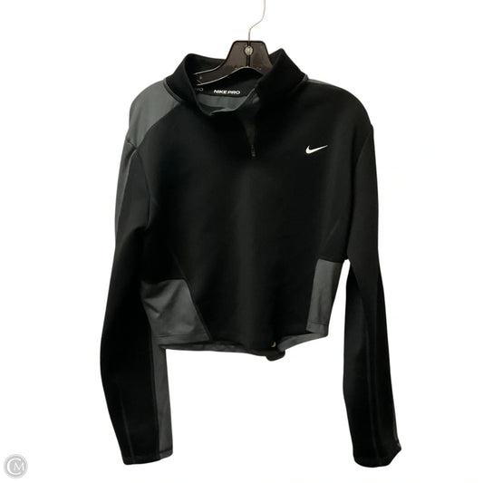Athletic Top Long Sleeve Collar By Nike Apparel In Black & Grey, Size: L