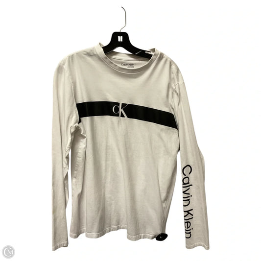Top Long Sleeve By Calvin Klein In White, Size: M