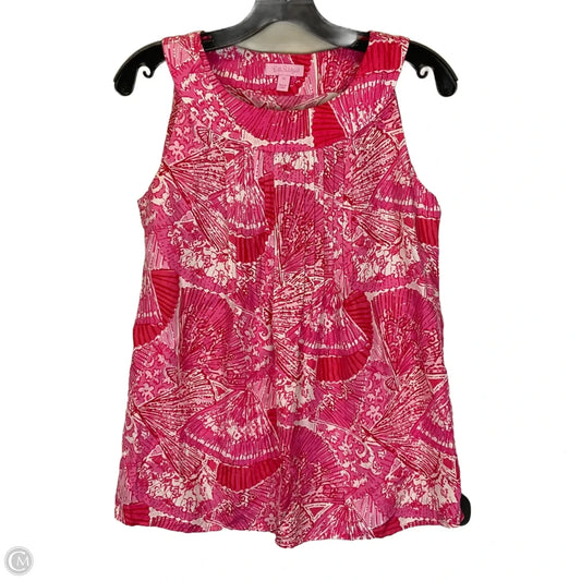 Top Sleeveless Designer By Lilly Pulitzer In Pink & White, Size: Xs