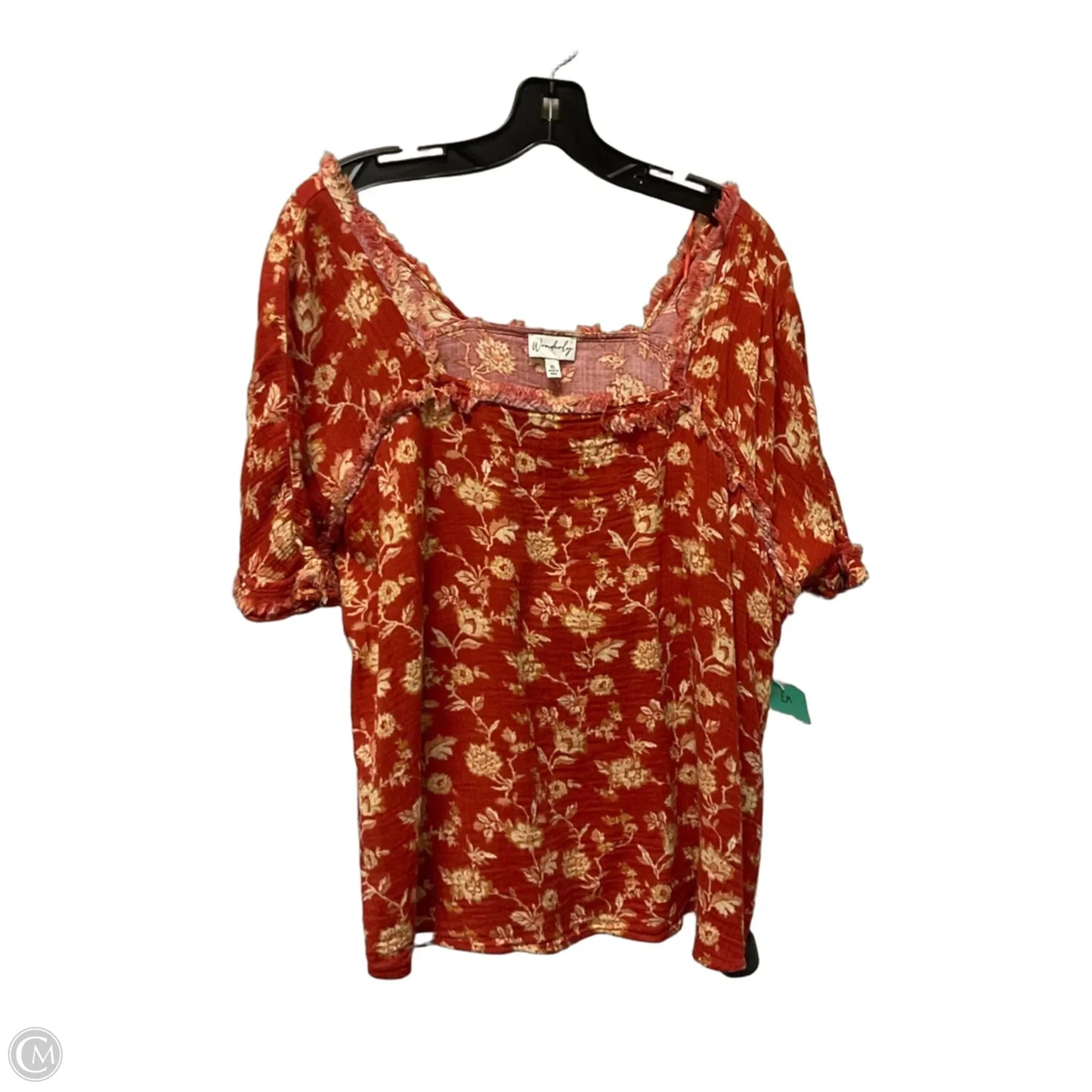 Top Short Sleeve By Wonderly In Red & Yellow, Size: Xl