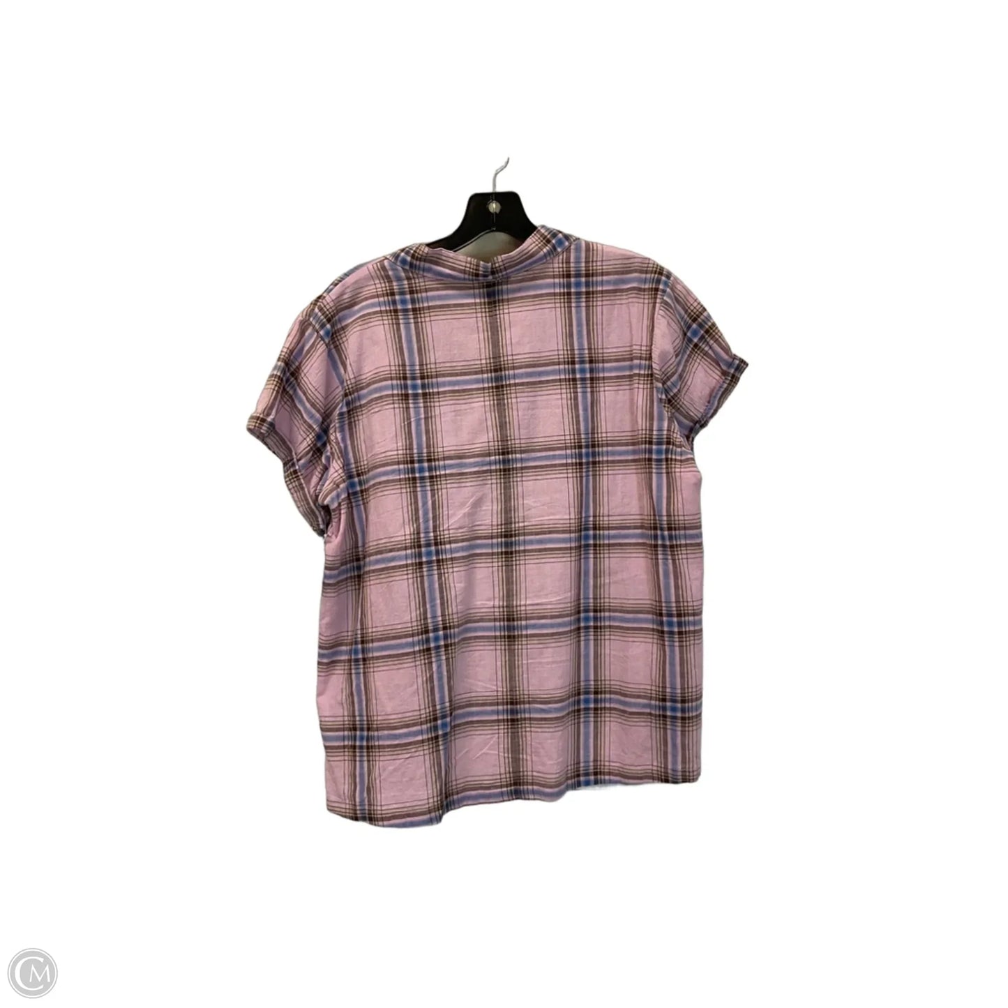 Top Short Sleeve By Eddie Bauer In Plaid Pattern, Size: L