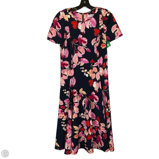 Dress Party Midi By Calvin Klein In Floral Print, Size: 8