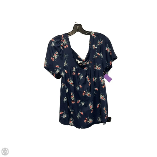 Top Short Sleeve By Lucky Brand In Floral Print, Size: M
