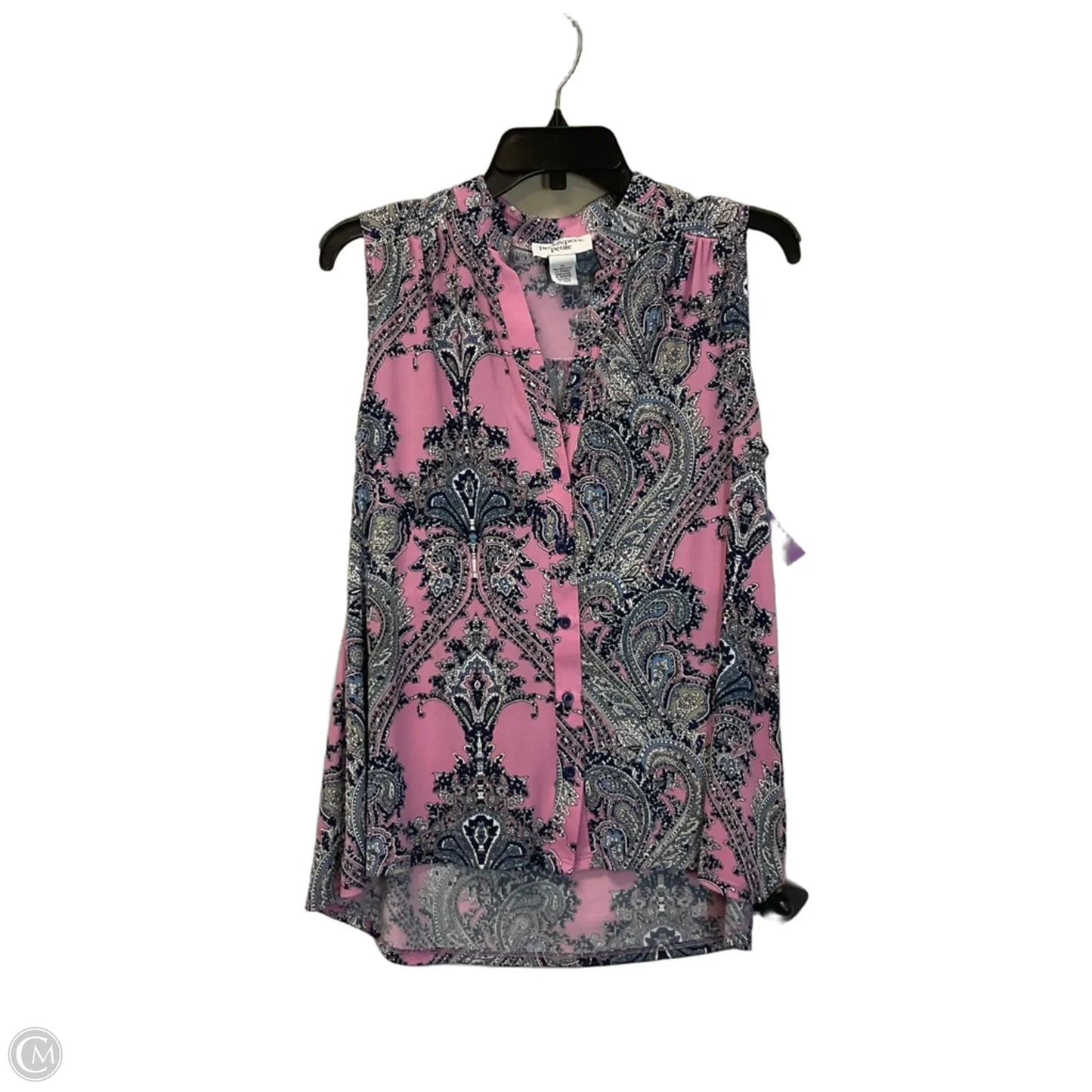 Top Sleeveless By Peck And Peck In Blue & Pink, Size: L