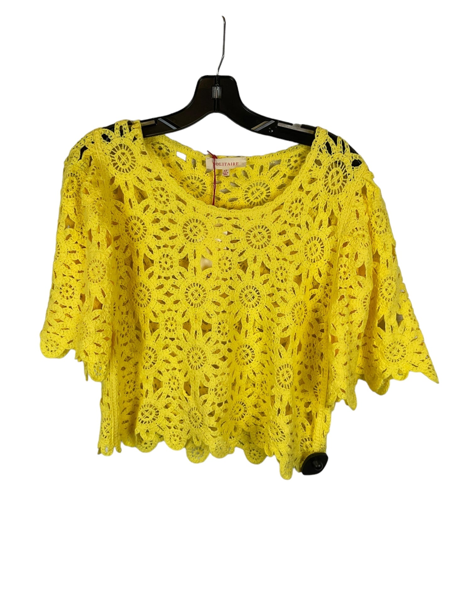 Yellow Top Short Sleeve Solitaire, Size Xs