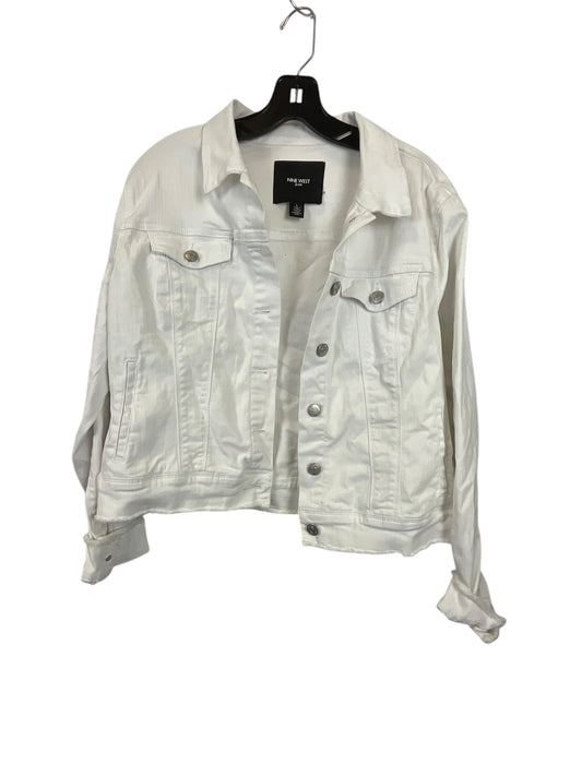 Jacket Denim By Nine West Apparel In White Denim, Size: L