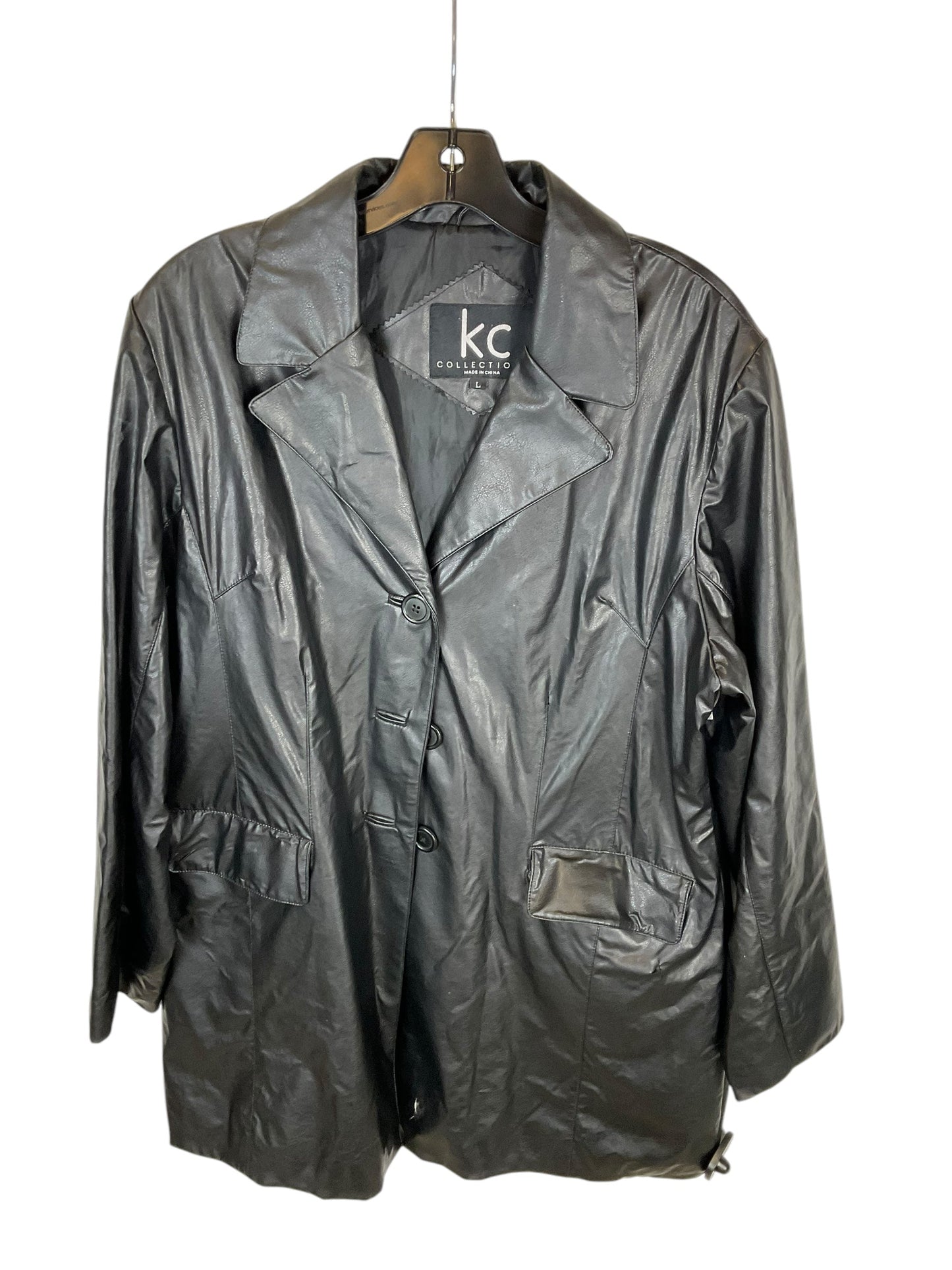 Jacket Leather By Clothes Mentor In Black, Size: L