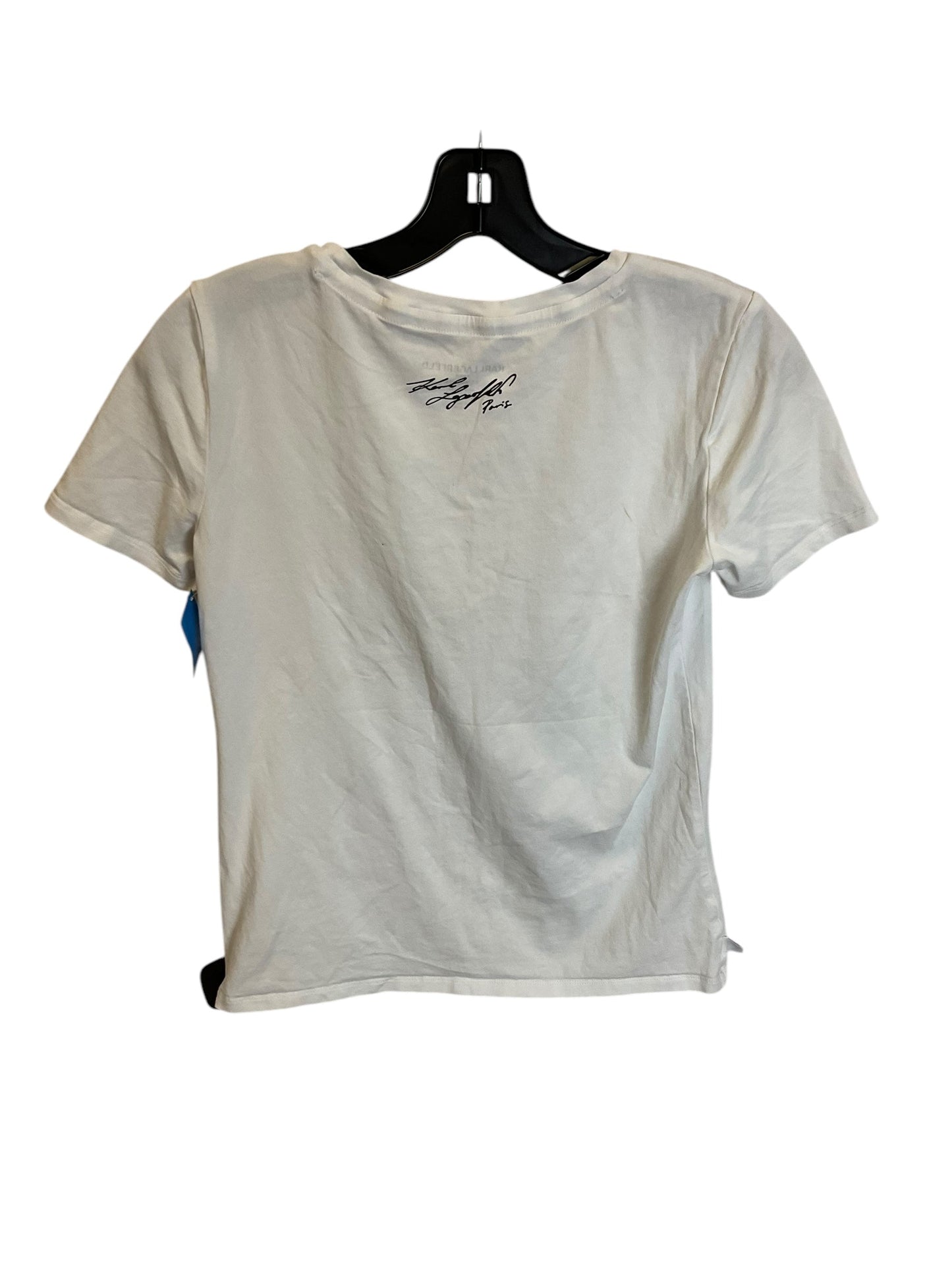 Top Short Sleeve Designer By Karl Lagerfeld In White, Size: Xs