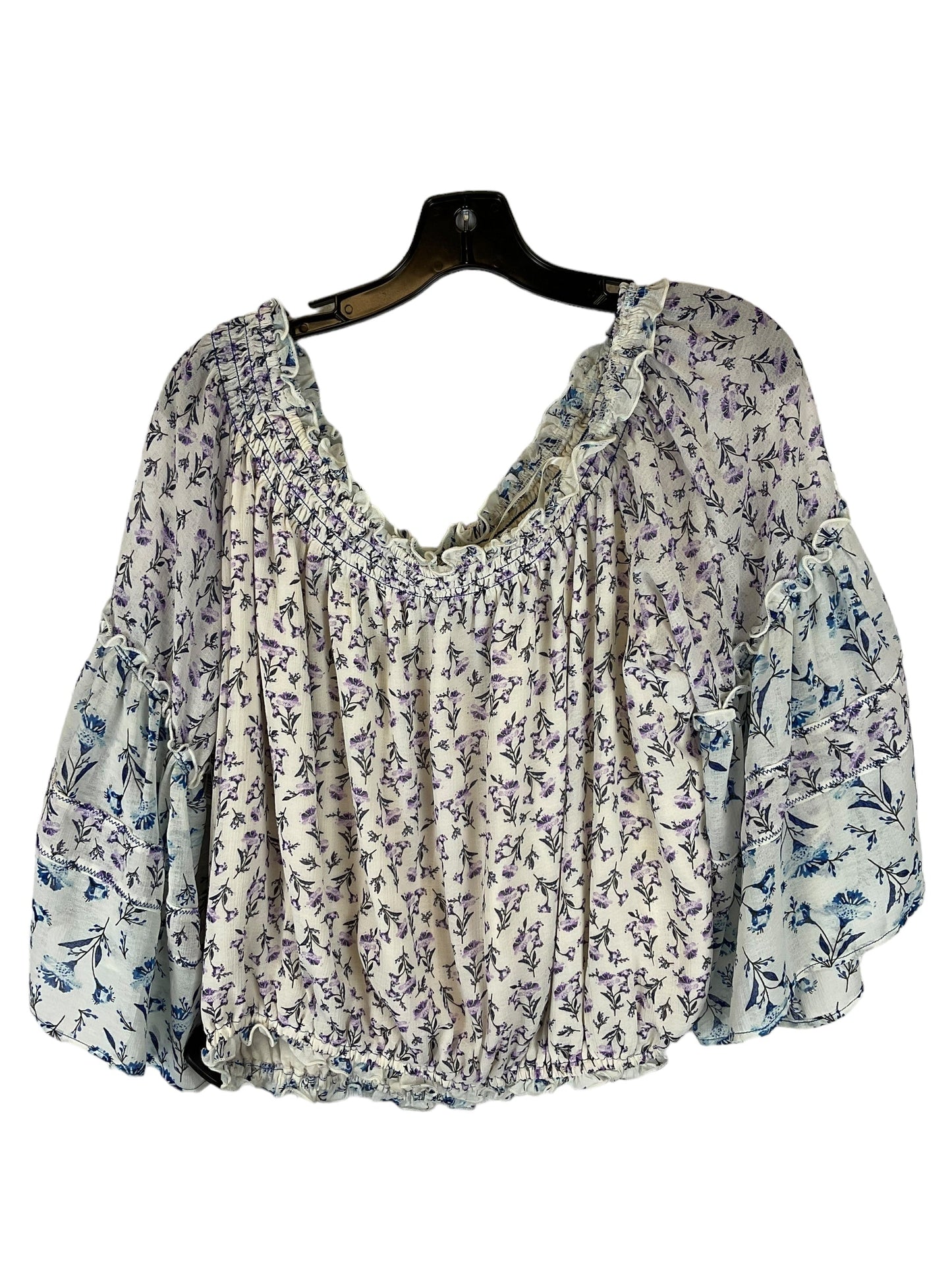 Top Long Sleeve By Free People In White Purple, Size: M