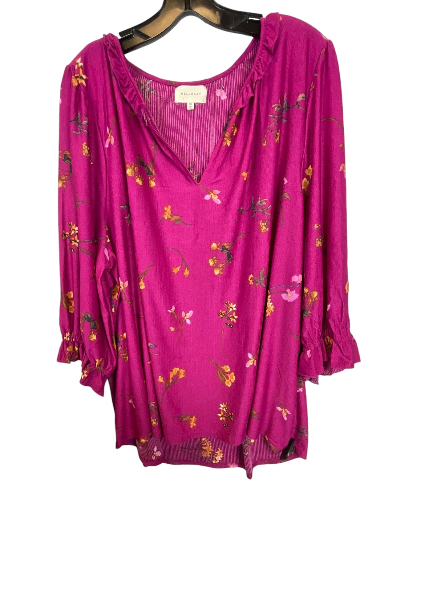 Top Long Sleeve By Melloday In Purple, Size: 2x