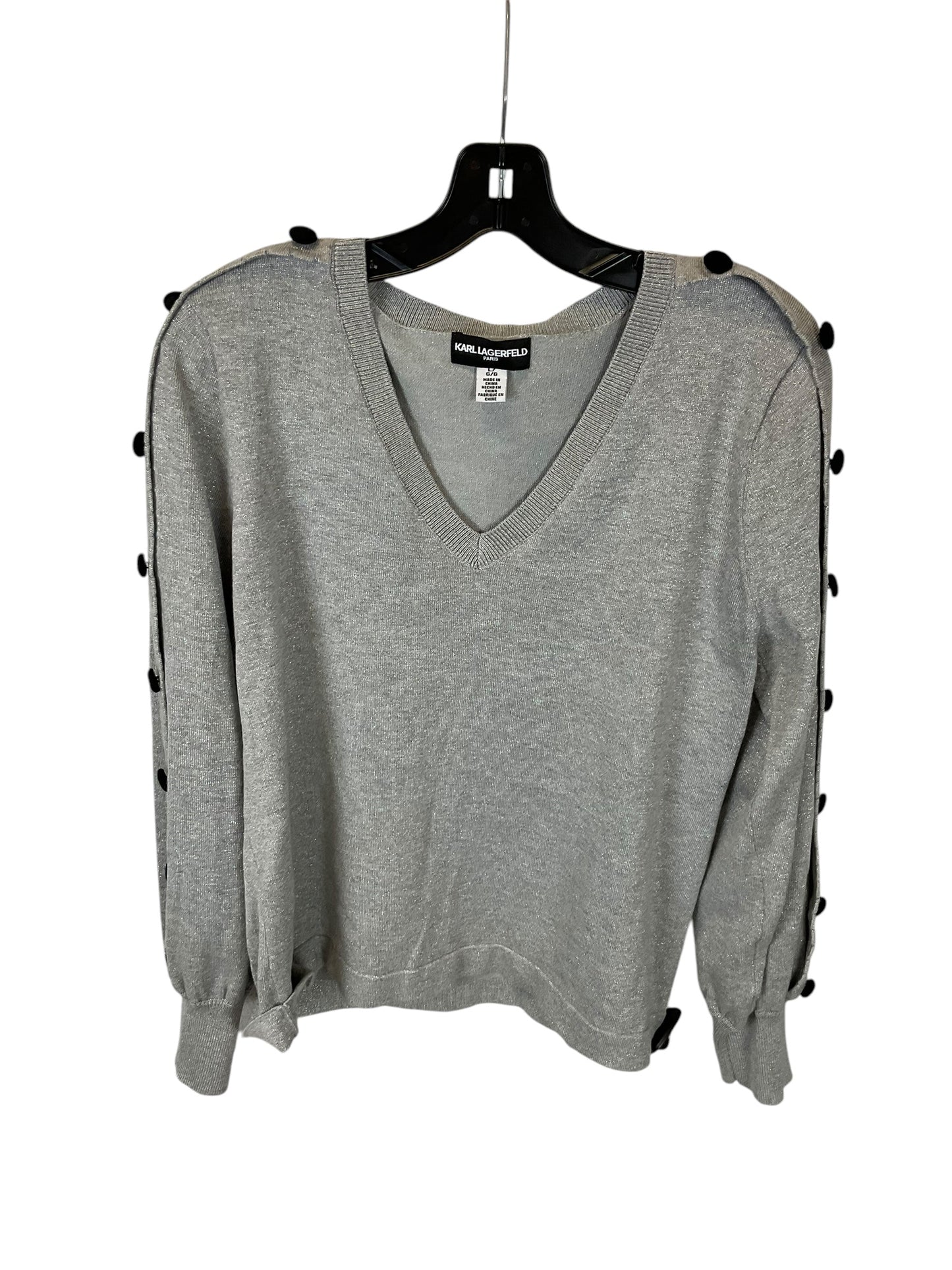 Top Long Sleeve Designer By Karl Lagerfeld In Grey, Size: L