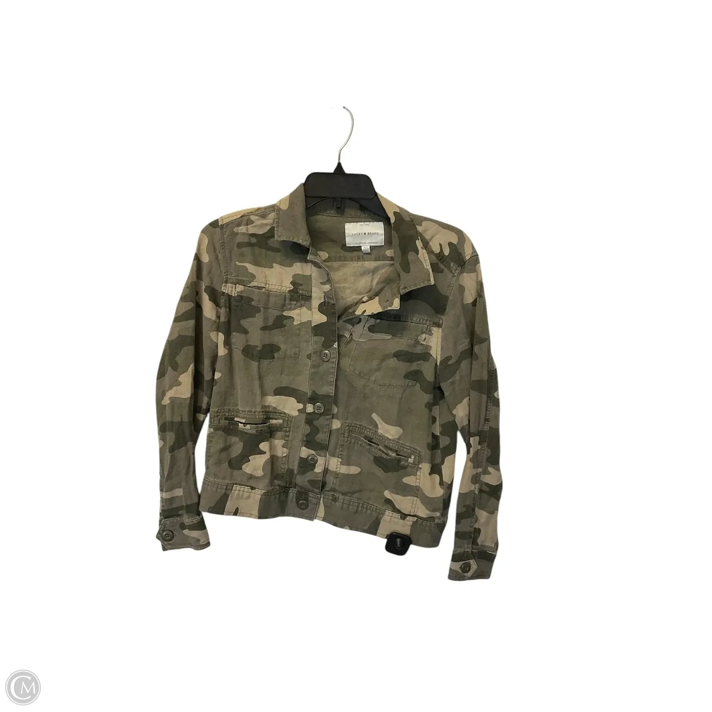 Jacket Denim By Lucky Brand In Camouflage Print, Size: M