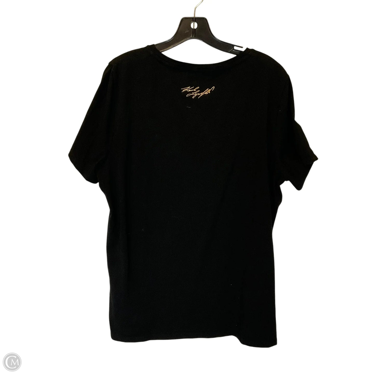 Top Short Sleeve Designer By Karl Lagerfeld In Black, Size: L