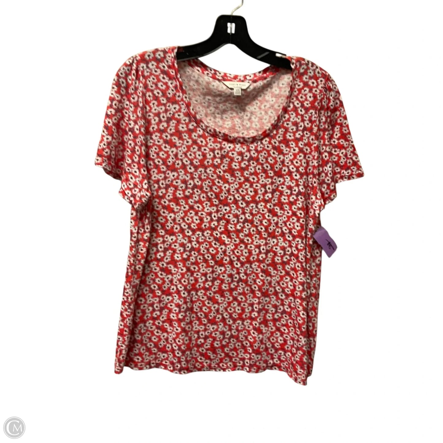 Top Short Sleeve Basic By Lucky Brand In Floral Print, Size: M