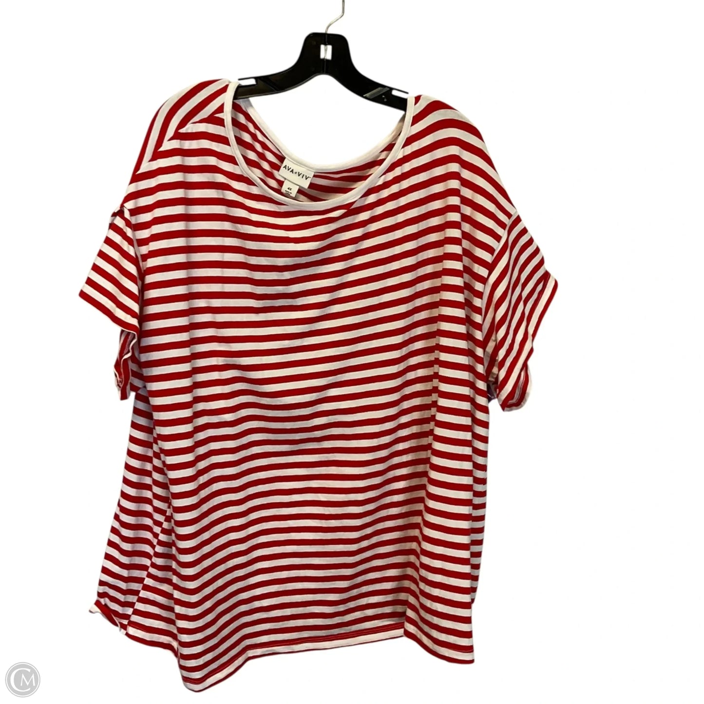 Top Short Sleeve Basic By Ava & Viv In Striped Pattern, Size: 4x