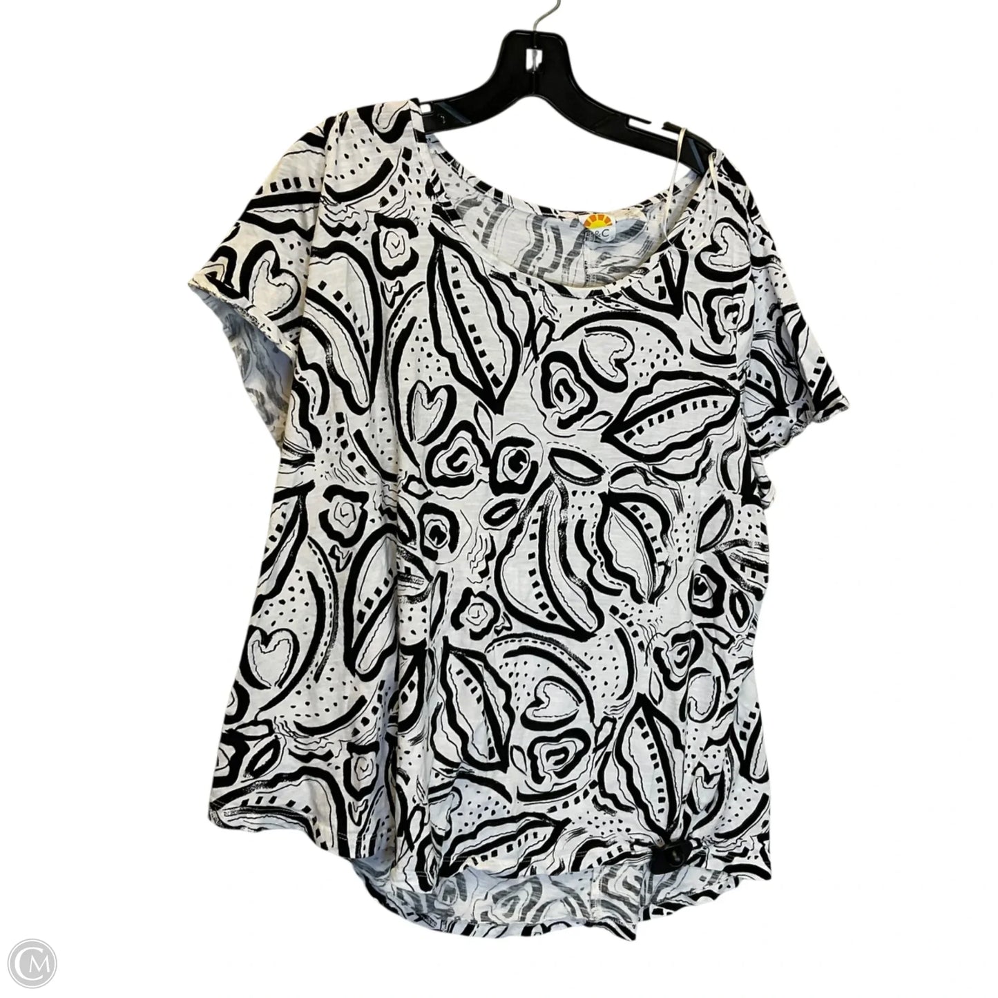 Top Short Sleeve By C And C In Black & White, Size: 2x