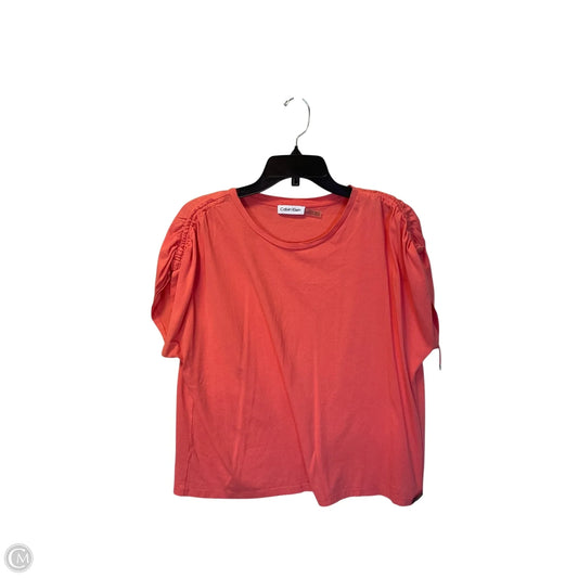 Top Short Sleeve Basic By Calvin Klein In Orange, Size: M