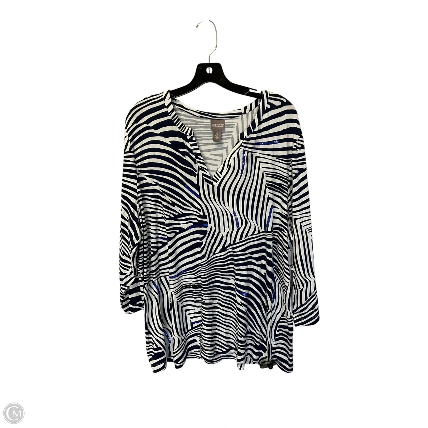 Top Long Sleeve By Chicos In Blue, Size: Xl