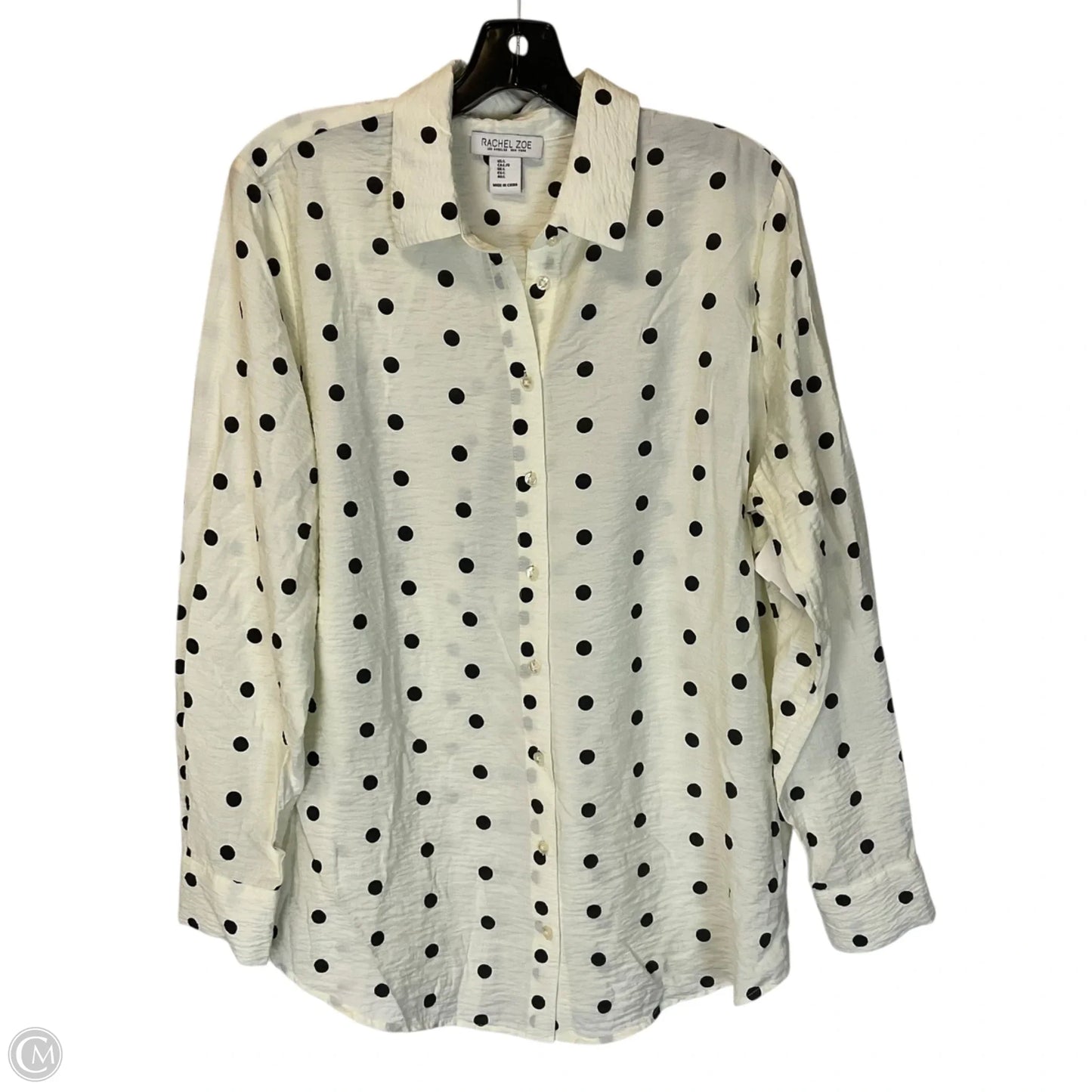 Top Long Sleeve Basic By Rachel Zoe In Polkadot Pattern, Size: L