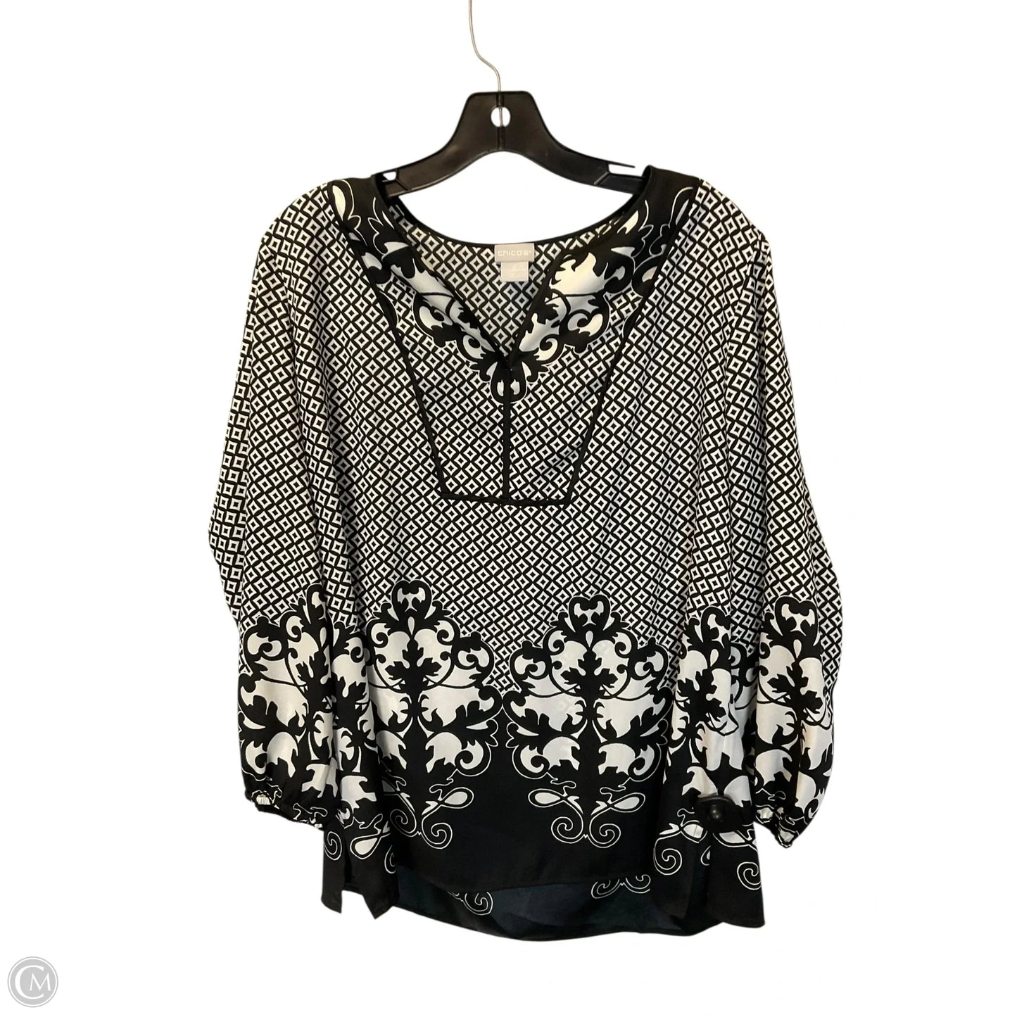 Top Long Sleeve Basic By Chicos In Black, Size: L