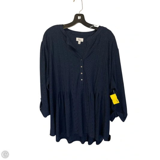 Top Long Sleeve By Kim Rogers In Black, Size: 3x