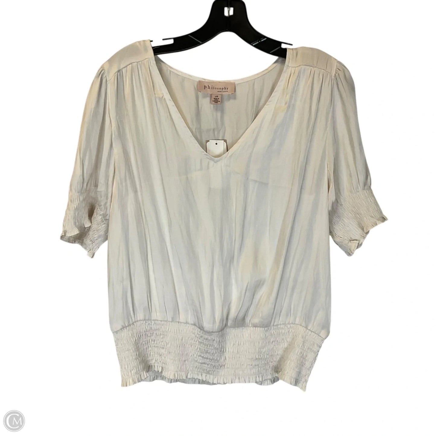 Top Short Sleeve By Philosophy In Cream, Size: L