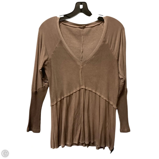 Top Long Sleeve By Pol In Brown, Size: S