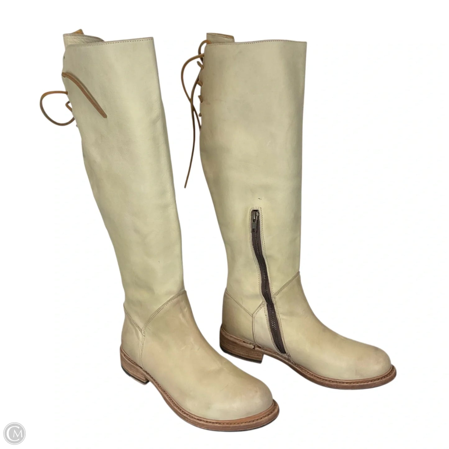 Boots Knee Flats By Bed Stu In Cream, Size: 8