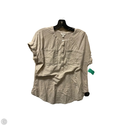Top Short Sleeve Basic By Lucky Brand In Tan, Size: L