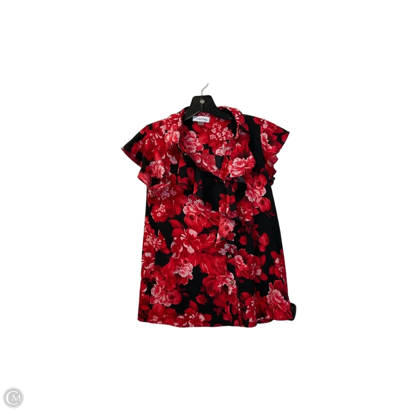 Top Short Sleeve By Calvin Klein In Red, Size: Xs