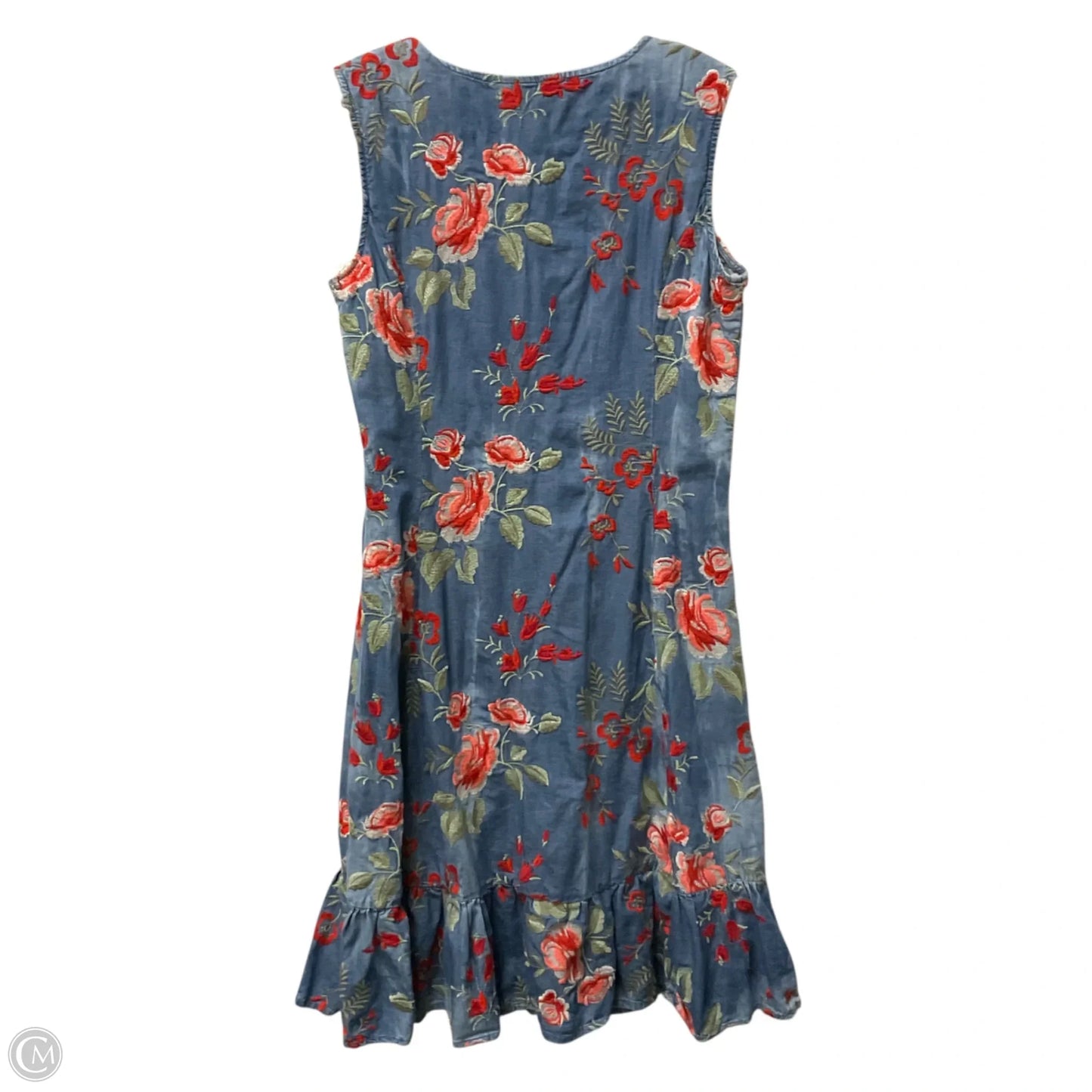 Dress Casual Midi By Reba In Blue Denim, Size: 4