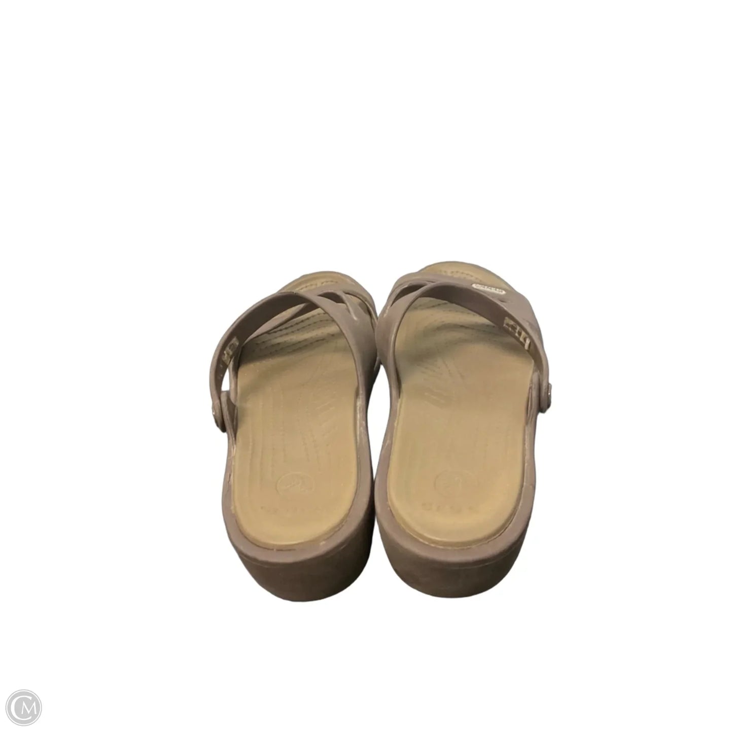 Sandals Heels Wedge By Crocs In Brown, Size: 8