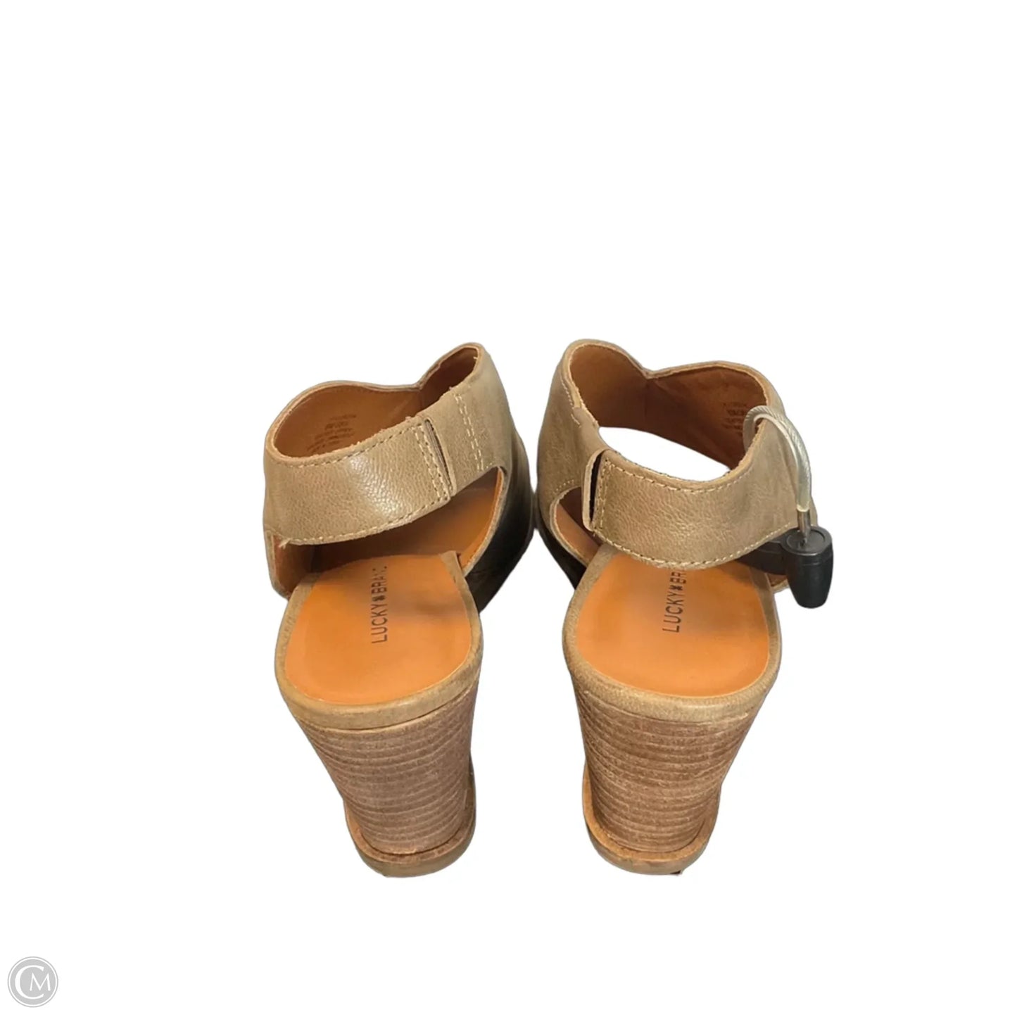 Sandals Heels Wedge By Lucky Brand In Tan, Size: 8