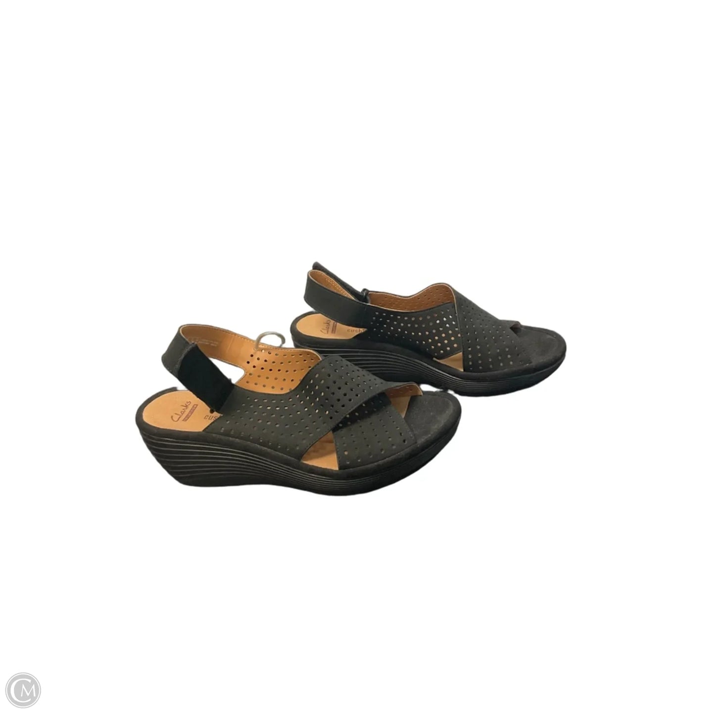 Sandals Heels Wedge By Clarks In Black, Size: 7.5