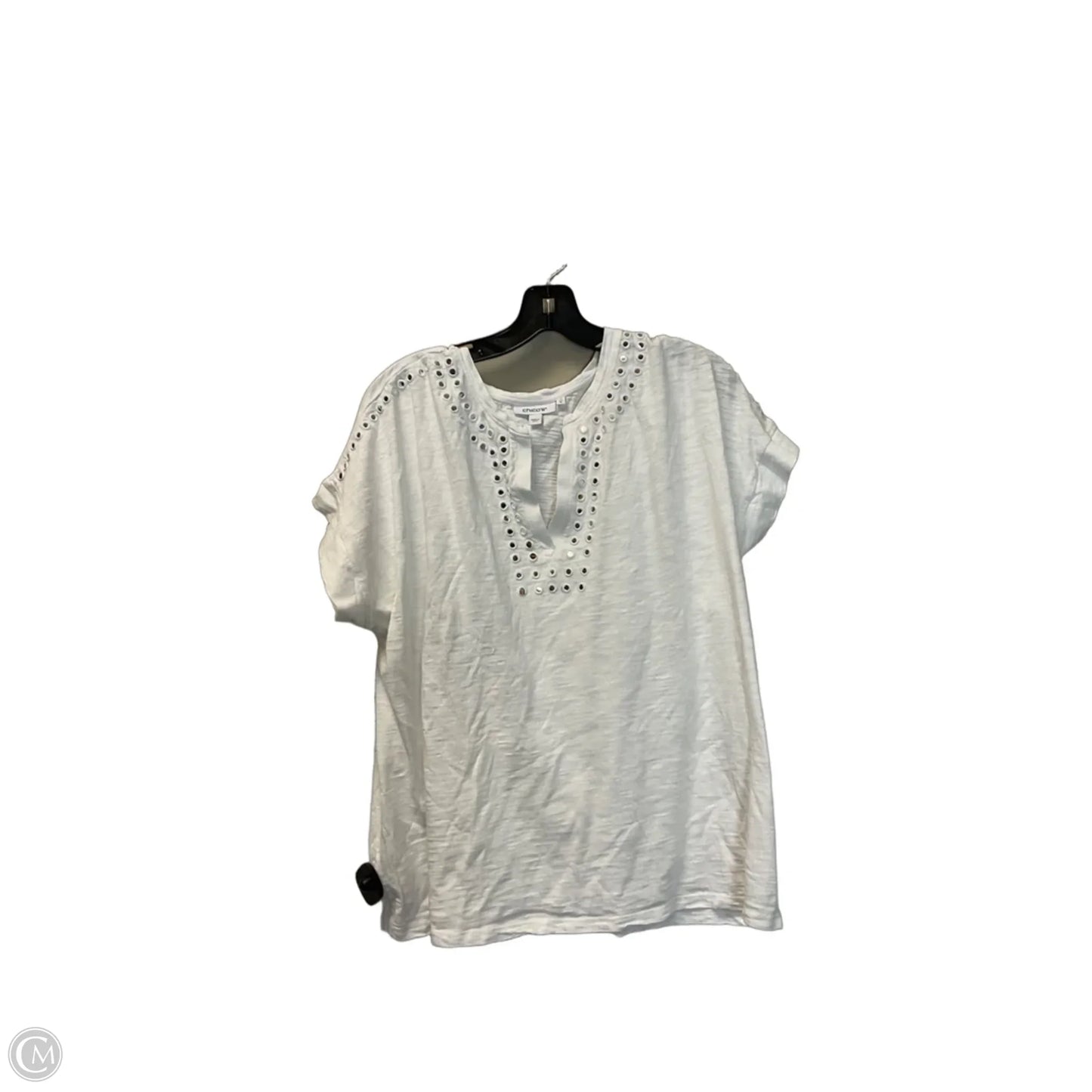 Top Short Sleeve By Chicos In White, Size: Xl