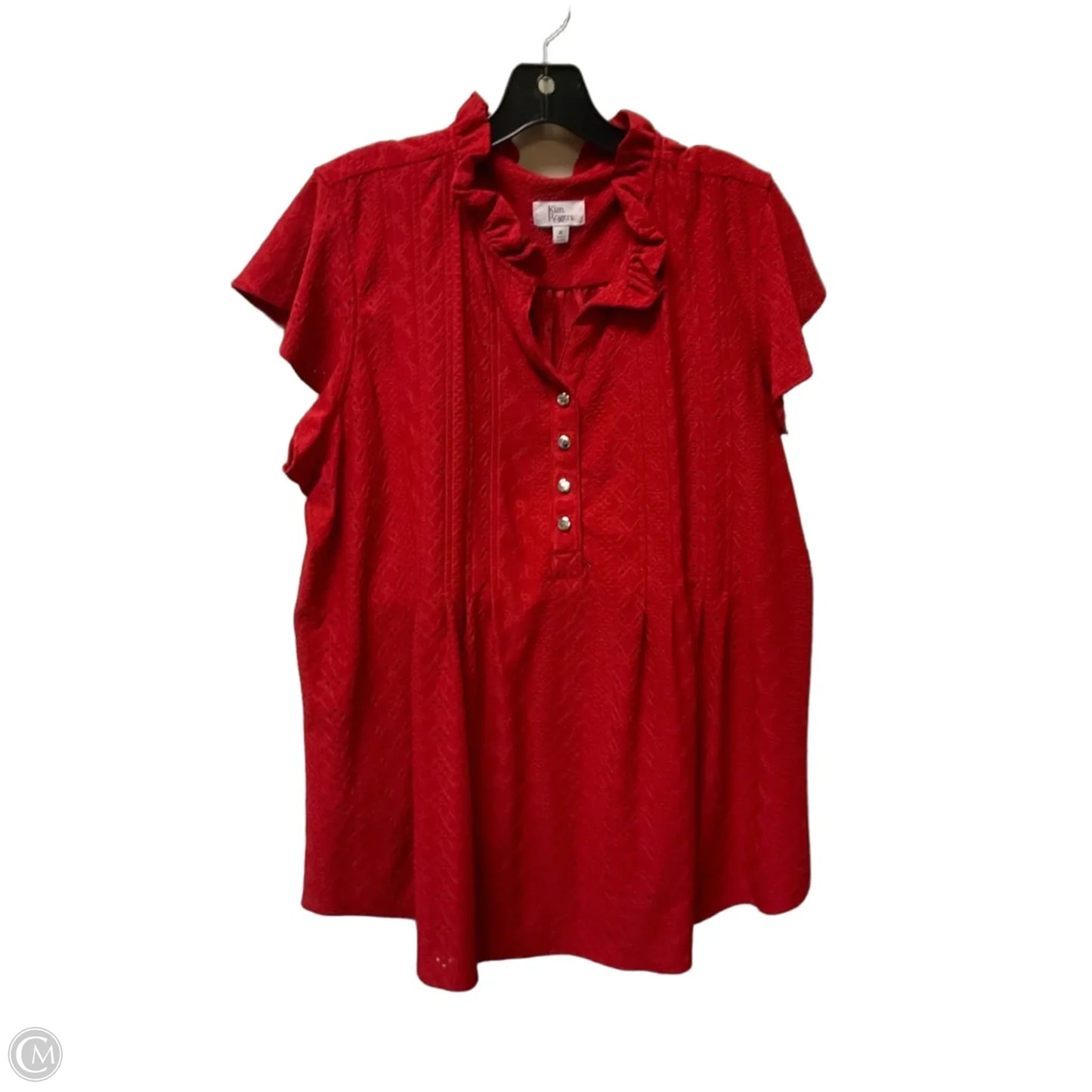 Top Short Sleeve By Kim Rogers In Red, Size: Xl