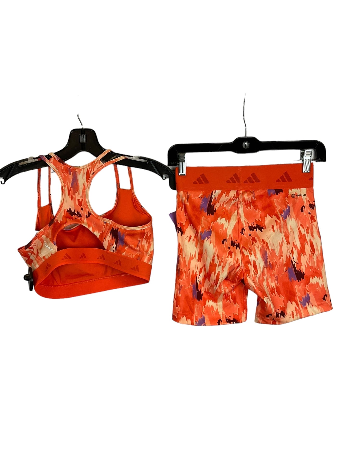 Orange Athletic Shorts 2 Pc Adidas, Size S