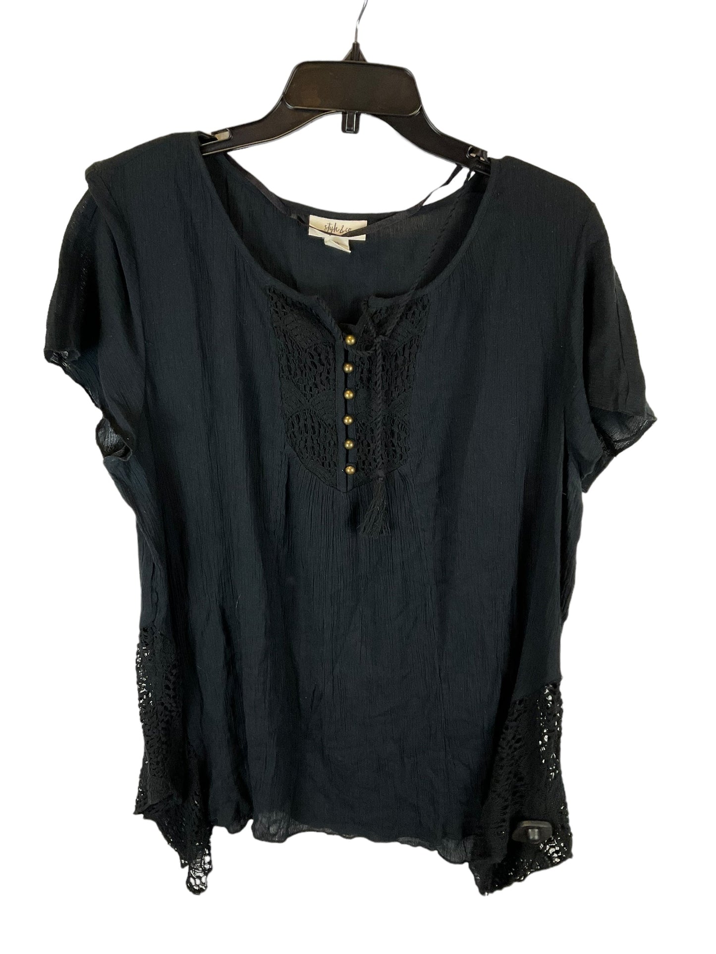 Black Top Short Sleeve Style And Company, Size Xl