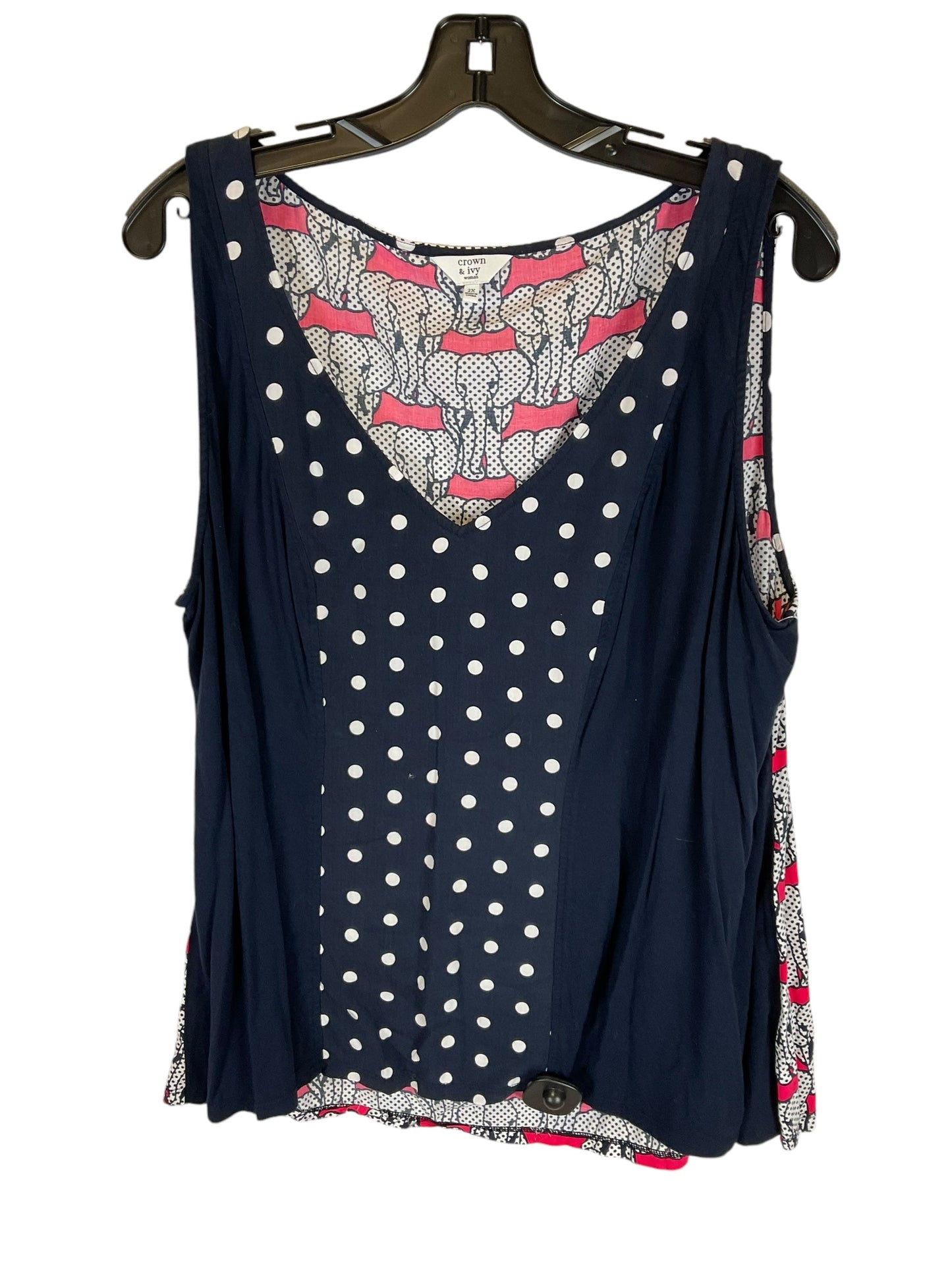 Top Sleeveless By Crown And Ivy In Navy, Size: 2x