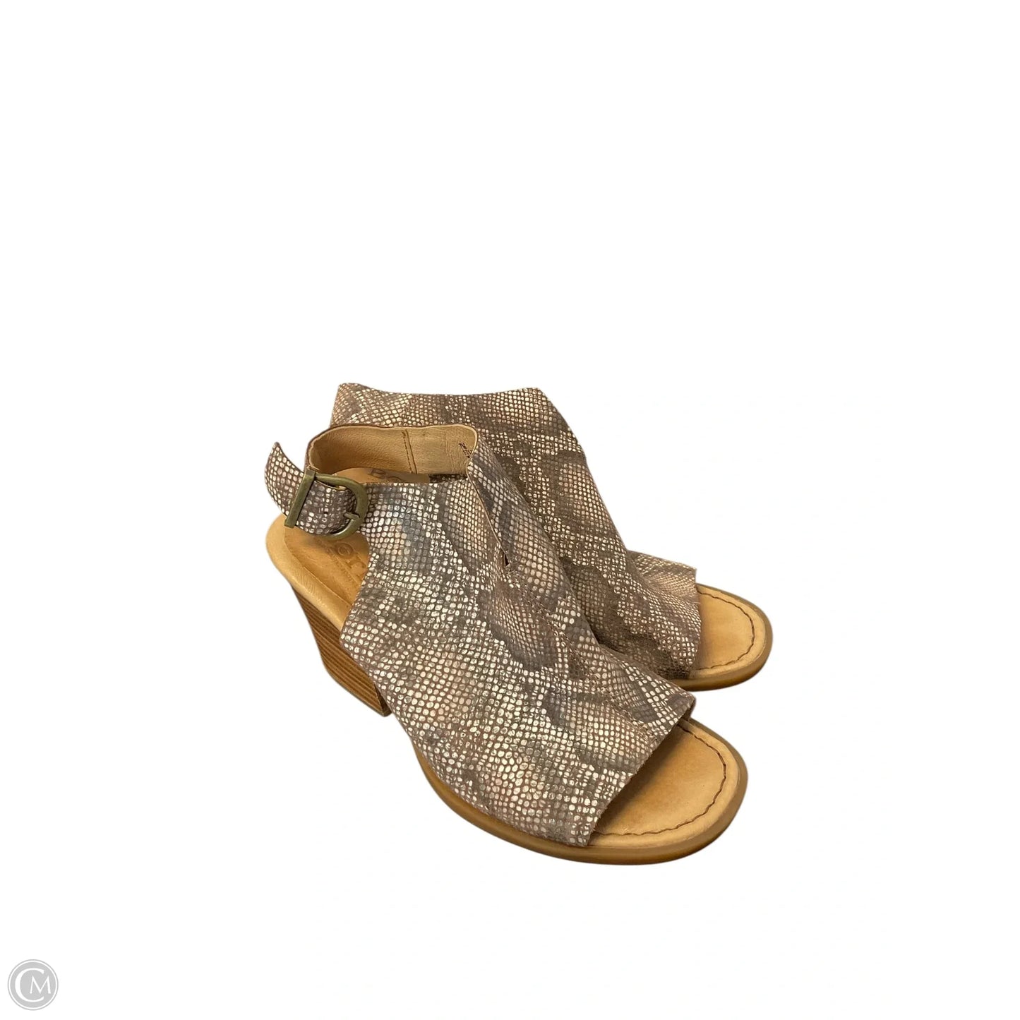 Sandals Heels Block By Born In Snakeskin Print, Size: 7