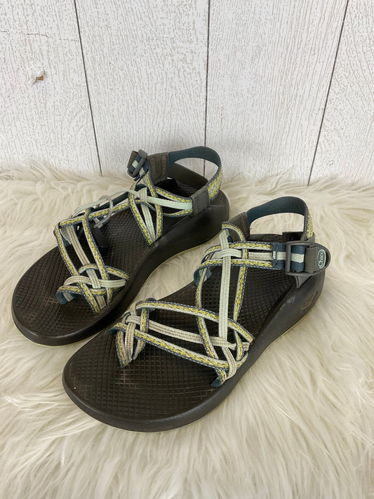 Green Sandals Flats Chacos, Size 8
